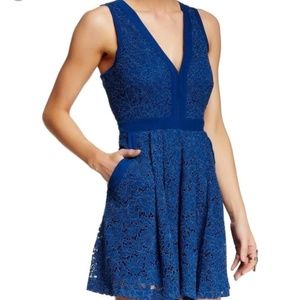 Free People Blue Lace Cocktail Dress EUC Size MD